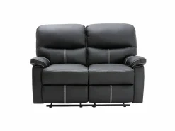 Vente-unique Sofá de 3+2 plazas relax de piel sintética negra CANBY Negro