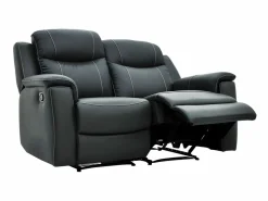 Vente-unique Sofá de 2 plazas relax de piel en color gris EVASION