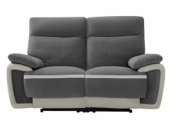Hot Vente-unique Sofá de 2 plazas relax eléctrico de terciopelo con bandas color crudo METTI Gris