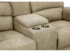 Vente-unique Sofá de 3+2 plazas relax eléctrico tela con tableta NEVERS