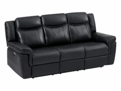 Vente-unique Sofá de 3 plazas relax eléctrico de piel con tableta bar KENNETH