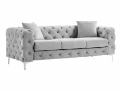 Vente-unique Sofá de 3 plazas, sillón y puf chéster de terciopelo EDWINA