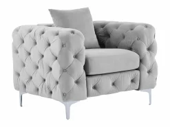 Vente-unique Sofá de 3 plazas, sillón y puf chéster de terciopelo EDWINA