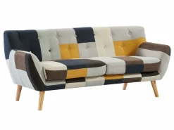 Hot Sofá de 3 plazas, sofá de 2 plazas y sillón en tejido patchwork SERTI II Conjunto Sofá Y Sillón