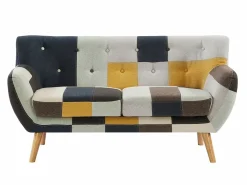 Hot Sofá de 3 plazas, sofá de 2 plazas y sillón en tejido patchwork SERTI II Conjunto Sofá Y Sillón