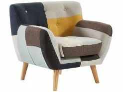 Hot Sofá de 3 plazas, sofá de 2 plazas y sillón en tejido patchwork SERTI II Conjunto Sofá Y Sillón