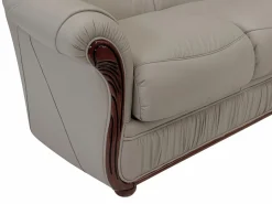 LINEA SOFA Sofá de 3 plazas y sillón 100% cuero de búfalo color taupe DAPHNE