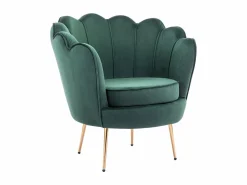 Online Vente-unique Sofá de 2 plazas y sillón con forma de concha de terciopelo DANDELION Verde pino