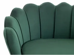 Online Vente-unique Sofá de 2 plazas y sillón con forma de concha de terciopelo DANDELION Verde pino