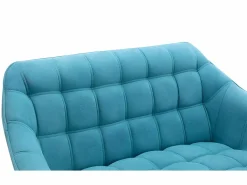 Sale Sofá de 2 plazas y sillón de tela azul acolchado. Estilo escandinavo. CASERTA Conjunto Sofá Y Sillón