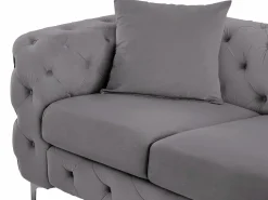 Online Sofá de 3 plazas y sillón de terciopelo antracita y patas de metal EDWINA Conjunto Sofá Y Sillón