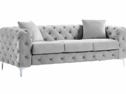 New Sofá de 3 plazas y sillón de terciopelo y patas de metal EDWINA Conjunto Sofá Y Sillón