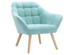 Vente-unique Sofá de 2 plazas y sillón de tela verde agua acolchado. Estilo escandinavo. CASERTA