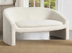 Discount Vente-unique Sofá de 2 plazas y sillón en tejido tela de rizo OSSANA Blanco