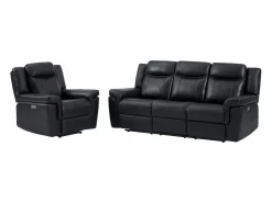 Vente-unique Sofá de 3 plazas y sillón relax eléctrico de piel KENNETH