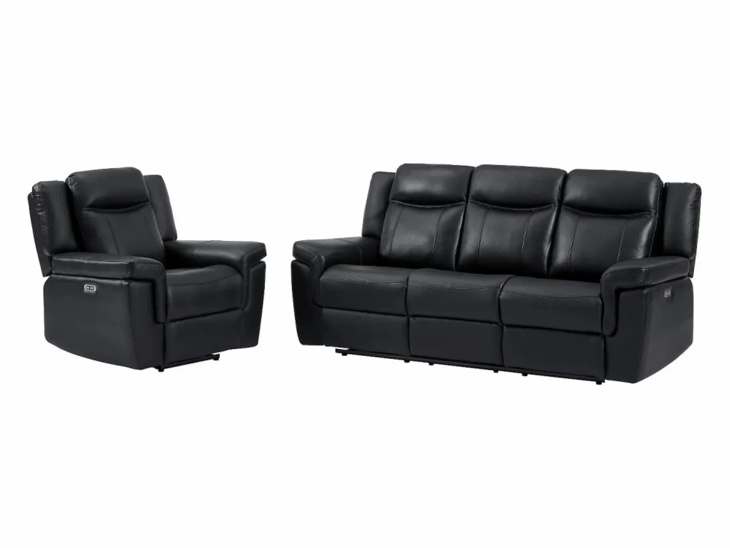 Vente-unique Sofá de 3 plazas y sillón relax eléctrico de piel KENNETH