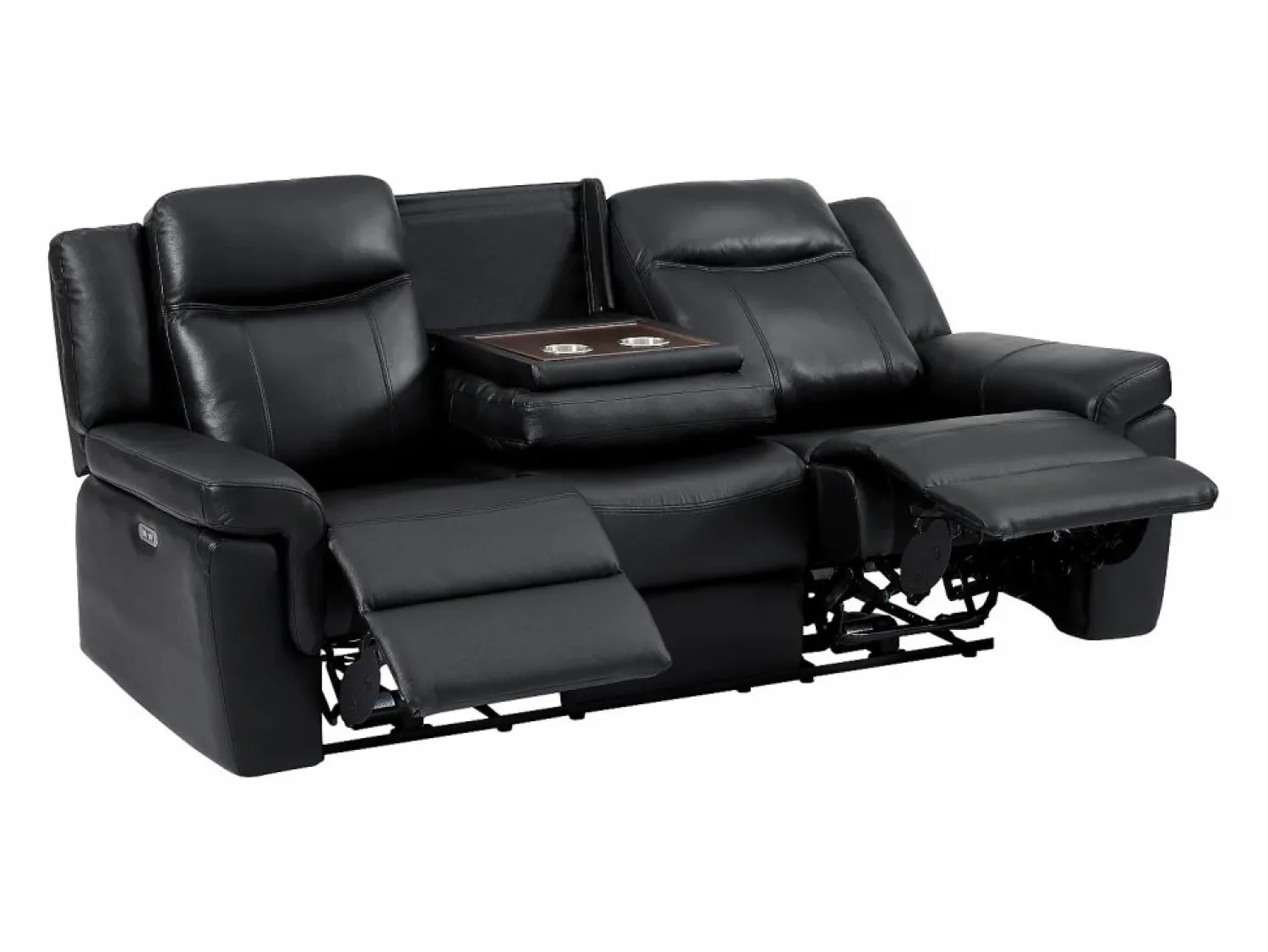 Vente-unique Sofá de 3 plazas y sillón relax eléctrico de piel KENNETH