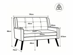 Discount Hauss Spole Sofá de 2 plazas y sillones en tejido ante color café - Conjunto de 2 con patas de madera Camel