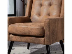 Discount Hauss Spole Sofá de 2 plazas y sillones en tejido ante color café - Conjunto de 2 con patas de madera Camel