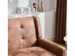 Discount Hauss Spole Sofá de 2 plazas y sillones en tejido ante color café - Conjunto de 2 con patas de madera Camel