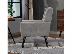 Hauss Spole Sofá de 2 plazas y sillones en tejido de lino - Juego de 2 con patas de madera