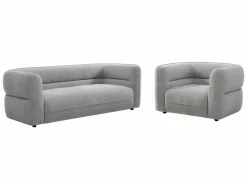 Outlet Sofá de 3 plazas y un sillón en tela de chenilla TALIENA Conjunto Sofá Y Sillón