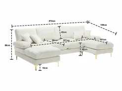 Clearance Sofá de 4 puentes, en tela de oruga, marco de madera sólida, con almohadas, 272x136x88cm, Todos Los Sofás|Sofá Escandinavo