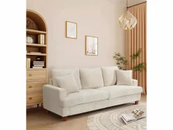 Sofá de 3 puentes en terciopelo , sofá recto grande, asientos profundos adicionales de 53 cm, con 2 almohadas - 220x76x84cm Sofá Escandinavo