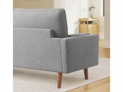 Online DripeX Sofá de 3 salones en tela de lino - escandinavo - con 2 almohadas y reposabrazos - pies de madera sólida - 173x77x84cm Gris