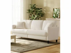 Discount Sofá de 3 salones en terciopelo de peluche, comodidad de sofá derecha grande en madera maciza, amores con reposabrazos, 210 x 79 x 89 cm - Todos Los Sofás|Sofá Escandinavo