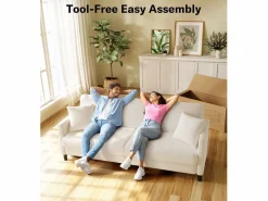 Discount Sofá de 3 salones en terciopelo de peluche, comodidad de sofá derecha grande en madera maciza, amores con reposabrazos, 210 x 79 x 89 cm - Todos Los Sofás|Sofá Escandinavo