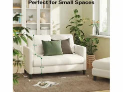 Online Sofá de comodidad de 2 salas en terciopelo de peluche, con un asiento profundo de 55 cm y reposabrazos - 128x78x89cm Sofá Escandinavo