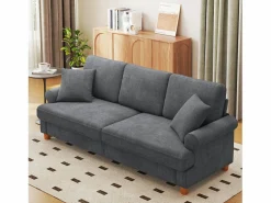 Sale DripeX Sofá de comodidad de 3 salones, tela de oruga, con reposabrazos, cojines y 2 almohadas, carga máxima 365 kg - 220x76x86 cm Gris
