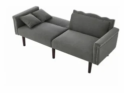 Sofá de dos plazas con función reclinable, respaldo doble regulable independientemente, tapizado en metal, tejido de algodón y lino, color .