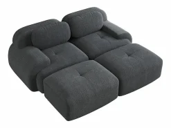 Discount KOMHTOM Sofá de dos plazas de terciopelo a cuadros, antideslizante, con reposabrazos ergonómicos y acolchado mullido de alta resistencia, . Gris