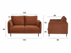 Online SENHO Sofá de dos plazas de terciopelo YORK - Confort y elegancia para tu salón Terracota
