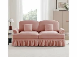 Outlet Sofá de dos plazas elegante respaldo segmentado cojín móvil chenilla Rosa