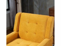 Online Hauss Spole Sofá de dos plazas y sillones en tejido de lino - Juego de 2 con patas de madera Amarillo
