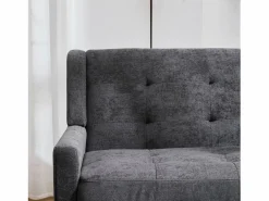 Hauss Spole Sofá de dos plazas y sillones en tejido de lino oscuro - Juego de 2 con patas de madera