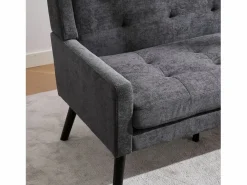 Hauss Spole Sofá de dos plazas y sillones en tejido de lino oscuro - Juego de 2 con patas de madera