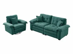 Hauss Spole Sofá de dos plazas y sillones giratorios en tejido chenilla - Con cojines