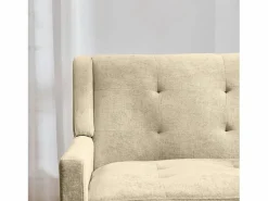 Best Hauss Spole Sofá de dos plazas y sillones en tejido de lino - Conjunto de 2 con patas de madera Beige