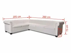 Sale vidaxl Sofá de esquina Chesterfield 6 plazas cuero artificial Blanco