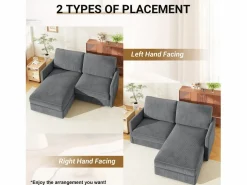 Online Sofá de esquina de 2 salas - ángulo reversible derecho / izquierda - 180x140x86cm - en tela de terciopelo acanalado - carga máxima de 300 kg - Sofá - 2 Plazas|Sofá De Tela
