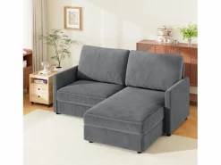 Online Sofá de esquina de 2 salas - ángulo reversible derecho / izquierda - 180x140x86cm - en tela de terciopelo acanalado - carga máxima de 300 kg - Sofá - 2 Plazas|Sofá De Tela