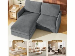 Online Sofá de esquina de 2 salas - ángulo reversible derecho / izquierda - 180x140x86cm - en tela de terciopelo acanalado - carga máxima de 300 kg - Sofá - 2 Plazas|Sofá De Tela