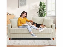 Sofá de terciopelo acanalado de 2 a 2 años, sofá derecha acolchado moderno grande con asientos extra profundos de 56 cm - 2 cojines - 178x76x89cm - Sofá Escandinavo|Sofá De Terciopelo