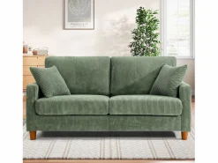 Online DripeX Sofá de terciopelo acanalado de 2 a 2 años, sofá derecha acolchado moderno grande con asientos adicionales de 56 cm - 2 cojines - 178x76x89cm - Verde