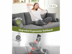 DripeX Sofá de terciopelo acanalado de 3 salones, sofá derecha acolchado moderno grande con asientos profundos adicionales de 53 cm - 2 cojines - 220x76x84cm -