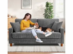 Hot Sofá de terciopelo acanalado de 2 a 2 años, sofá derecha acolchado moderno grande con asientos adicionales de 56 cm - 2 cojines - 178x76x89cm - Todos Los Sofás|Sofá Escandinavo